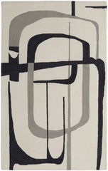 10' X 14' Ivory Gray And Black Wool Abstract Tufted Handmade Area Rug