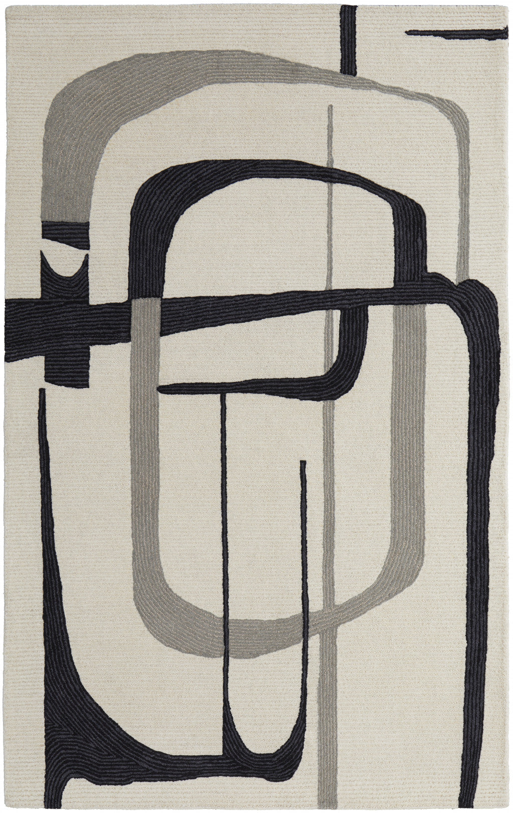 12' X 15' Ivory Gray And Black Wool Abstract Tufted Handmade Area Rug