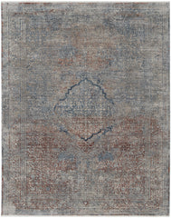 12' X 15' Blue Red And Gray Floral Power Loom Stain Resistant Area Rug