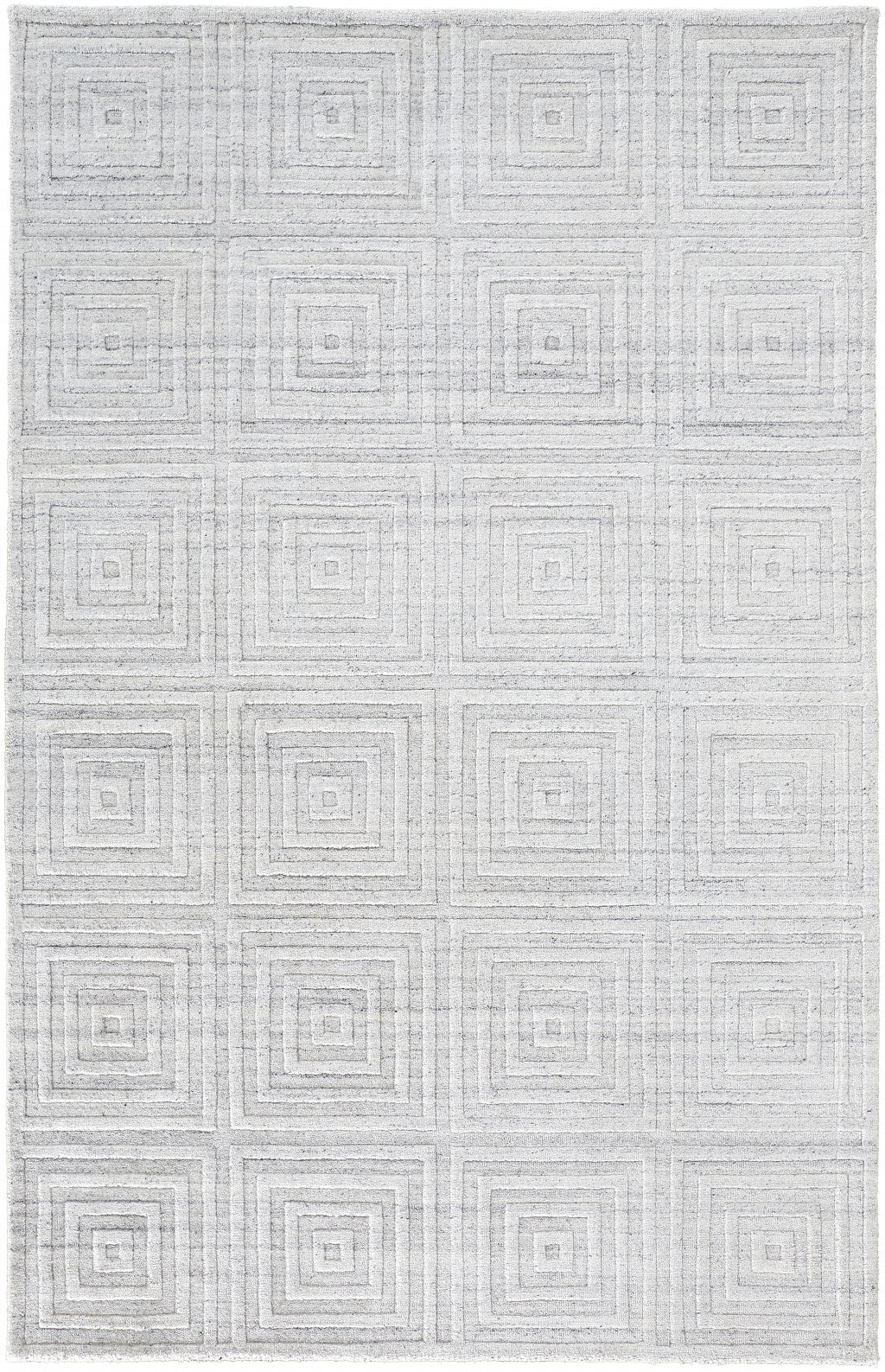 10' X 14' White And Silver Striped Hand Woven Area Rug