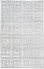 12' X 15' White And Silver Striped Hand Woven Area Rug