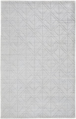 12' X 15' White And Silver Striped Hand Woven Area Rug