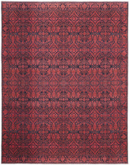 10' X 14' Red And Black Floral Power Loom Area Rug
