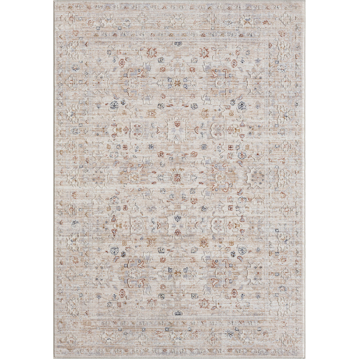 5' X 8' Beige Botanical Area Rug