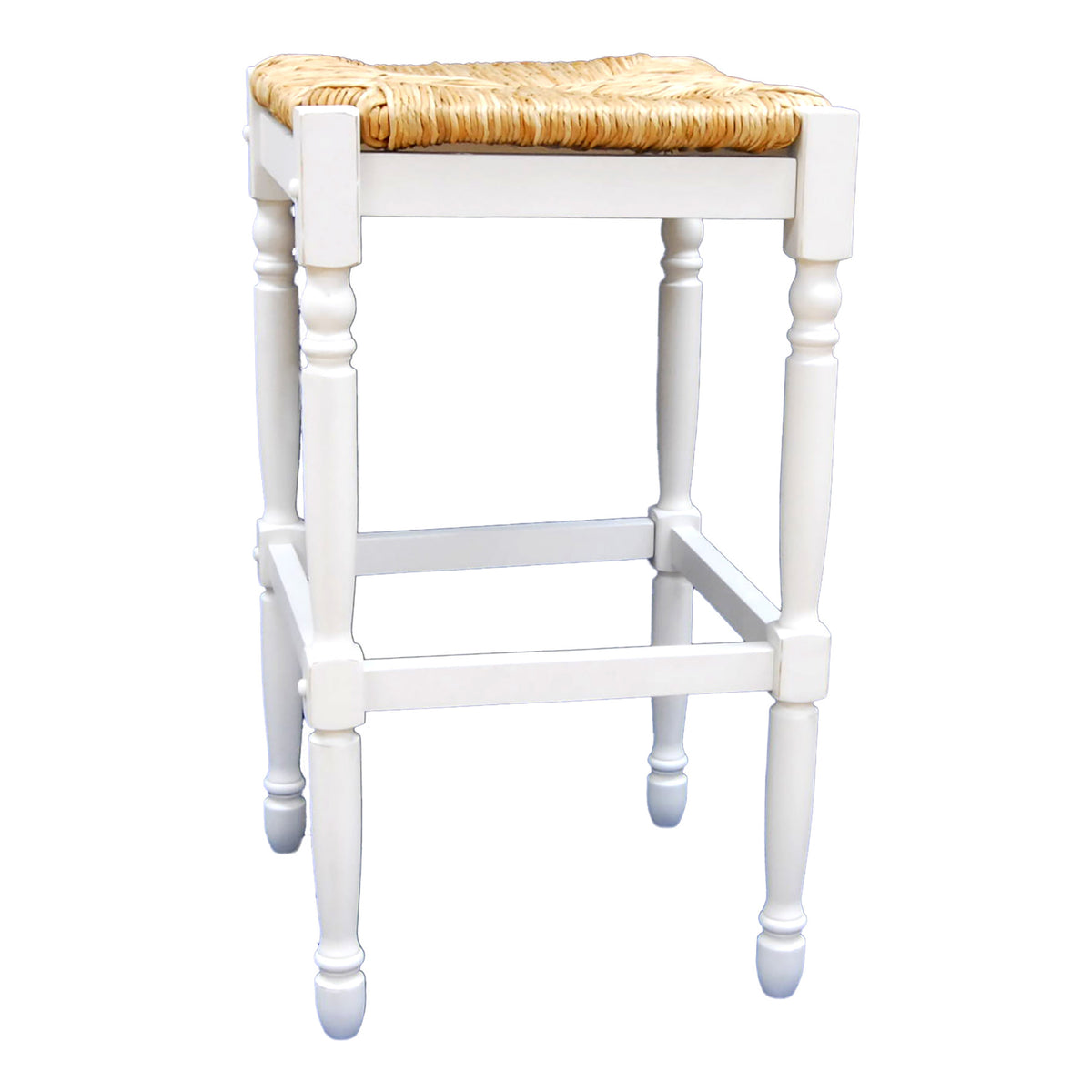 29" Natural And Antiqued White Backless Bar Height Chair With Footrest