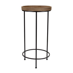 Set Of Three 14" Black And Brown Solid Wood Round End Tables