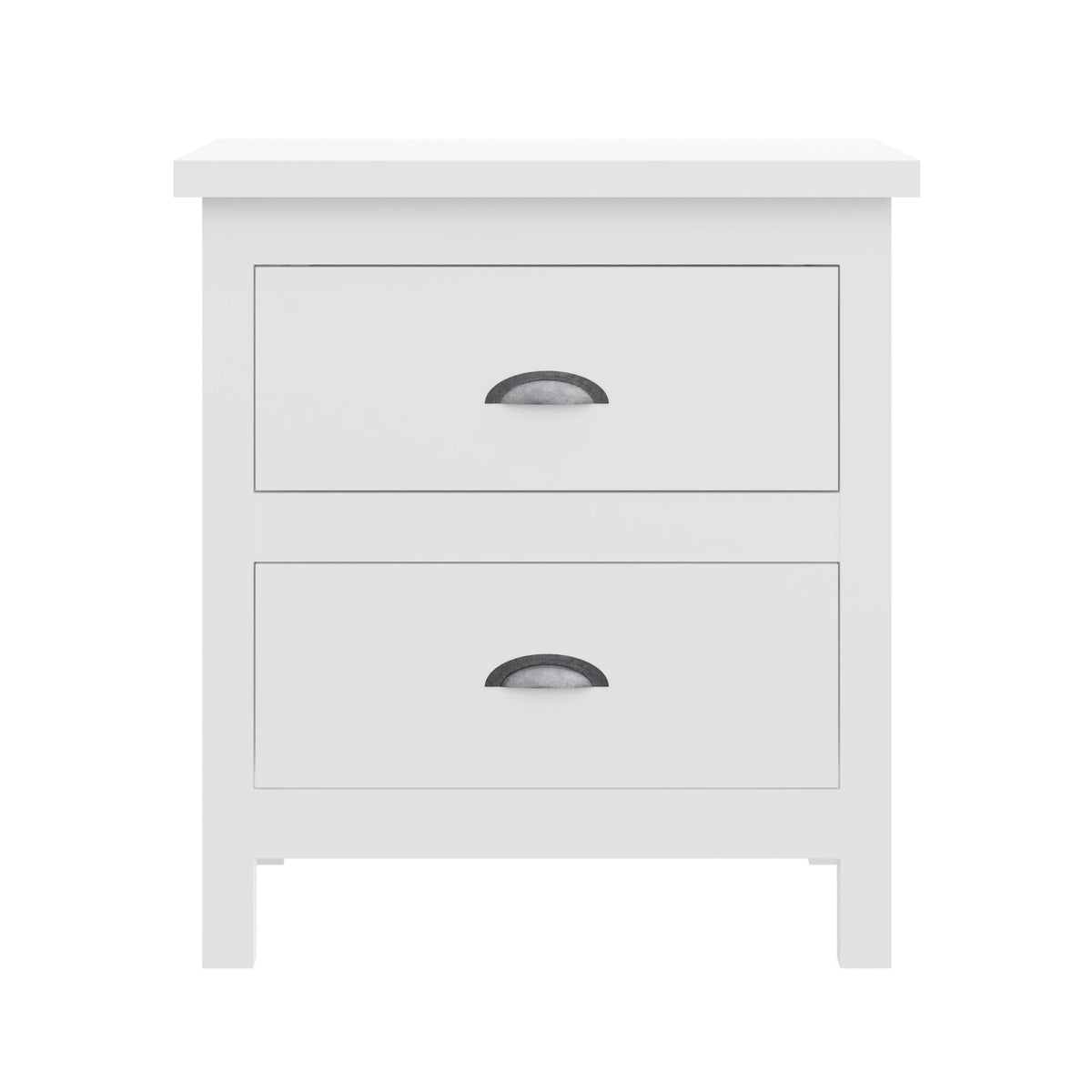 20" White Two Drawer Nightstand With Solid Wood Top
