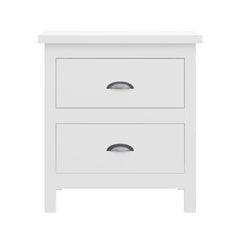 20" White Two Drawer Nightstand With Solid Wood Top