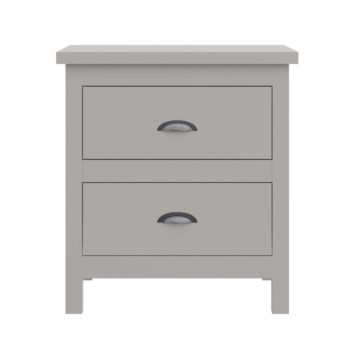 16" Gray Two Drawer Solid Wood Nightstand