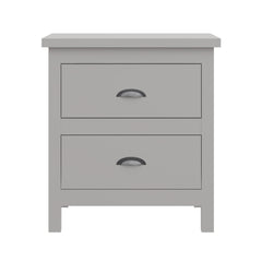 16" Gray Two Drawer Solid Wood Nightstand