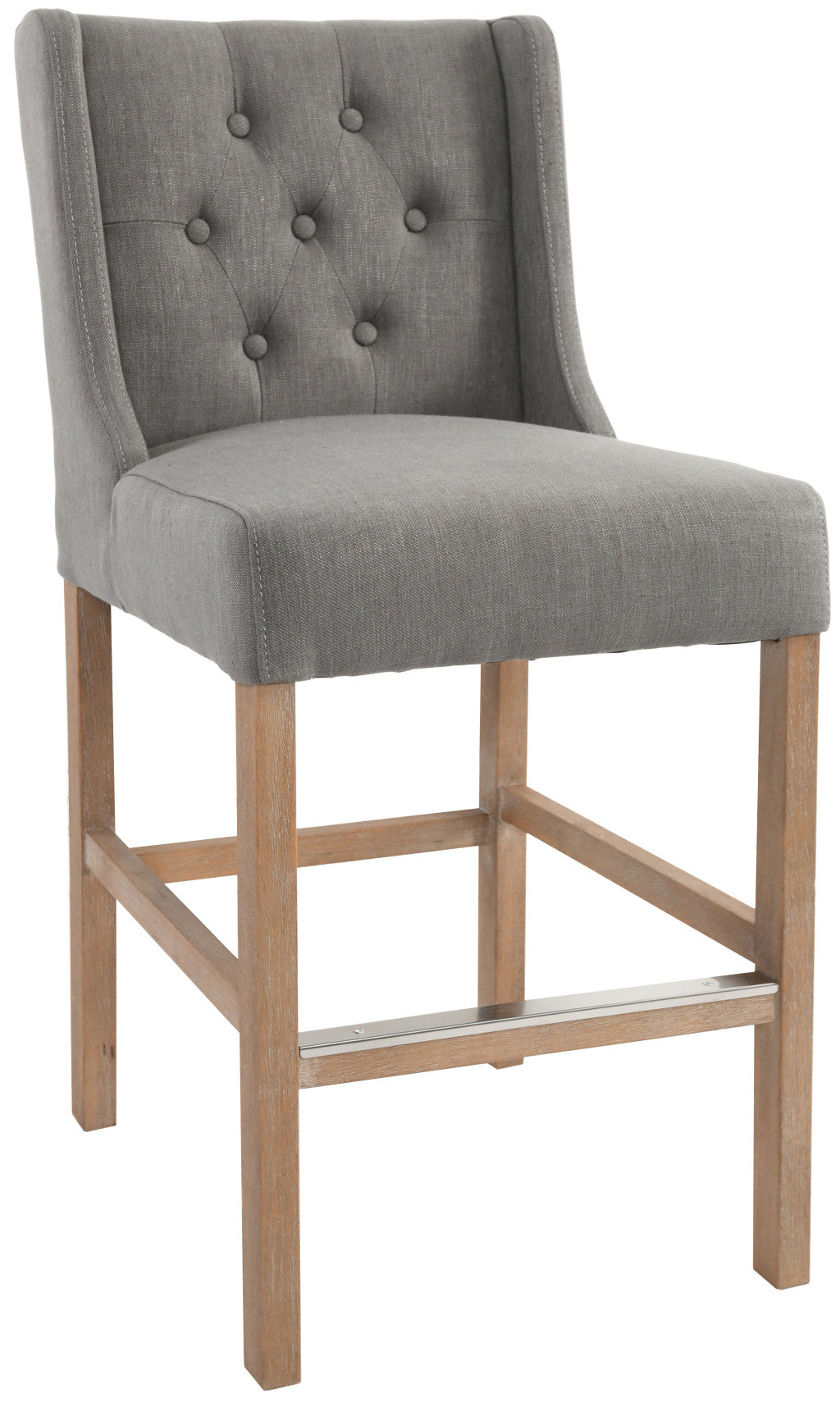 38" Solid Wood Counter Height Bar Chair With Footrest