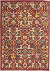 4' X 6' Red Floral Power Loom Area Rug