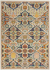 5' X 7' Ivory Floral Power Loom Area Rug