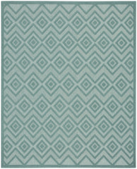 7' X 10' Aqua Geometric Flatweave Area Rug