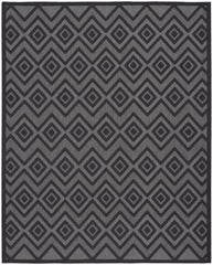 7' X 10' Black Geometric Flatweave Area Rug