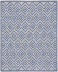 7' X 10' Blue Geometric Flatweave Area Rug