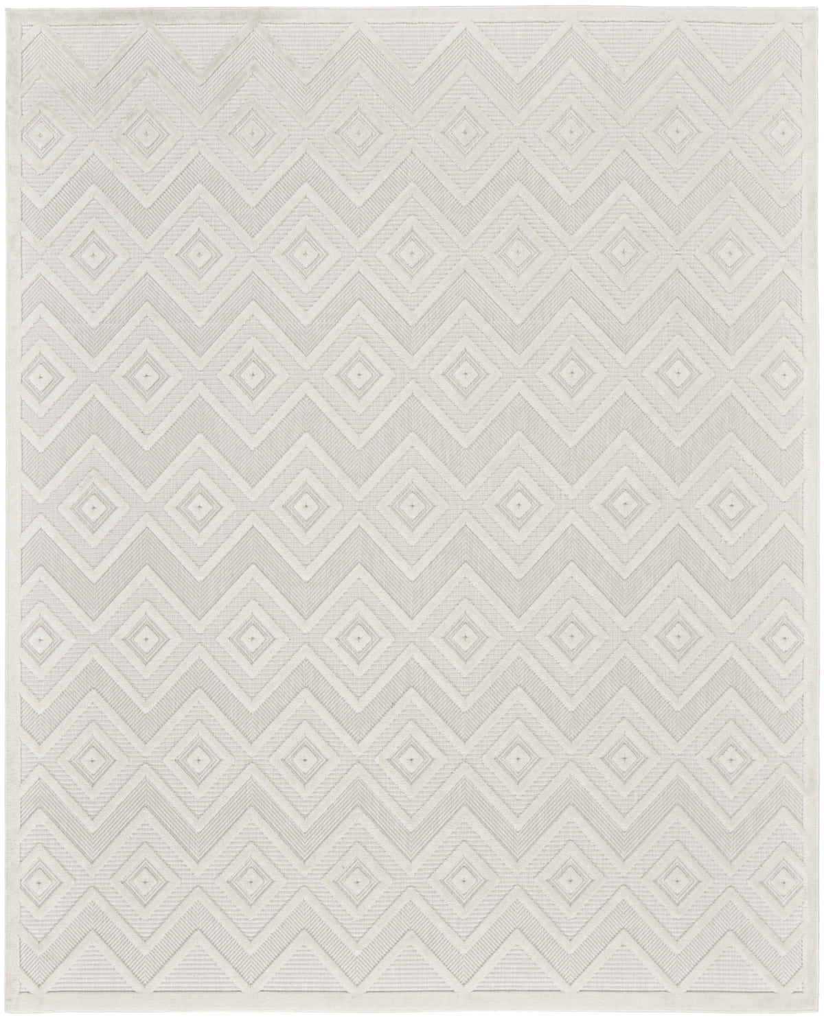 8' X 10' Cream Geometric Flatweave Area Rug