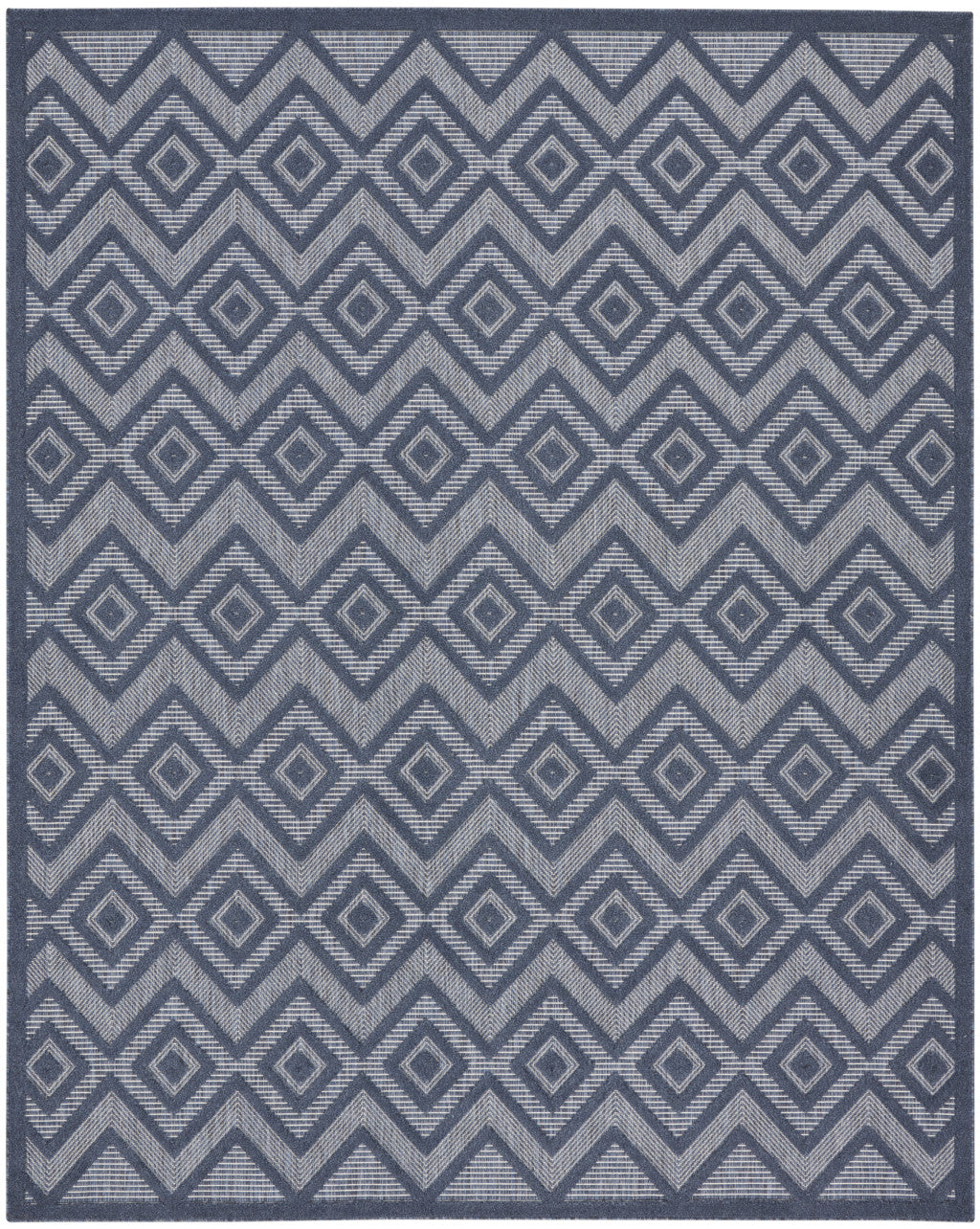 8' X 10' Navy Blue Geometric Flatweave Area Rug