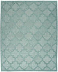 7' X 10' Aqua Geometric Flatweave Area Rug