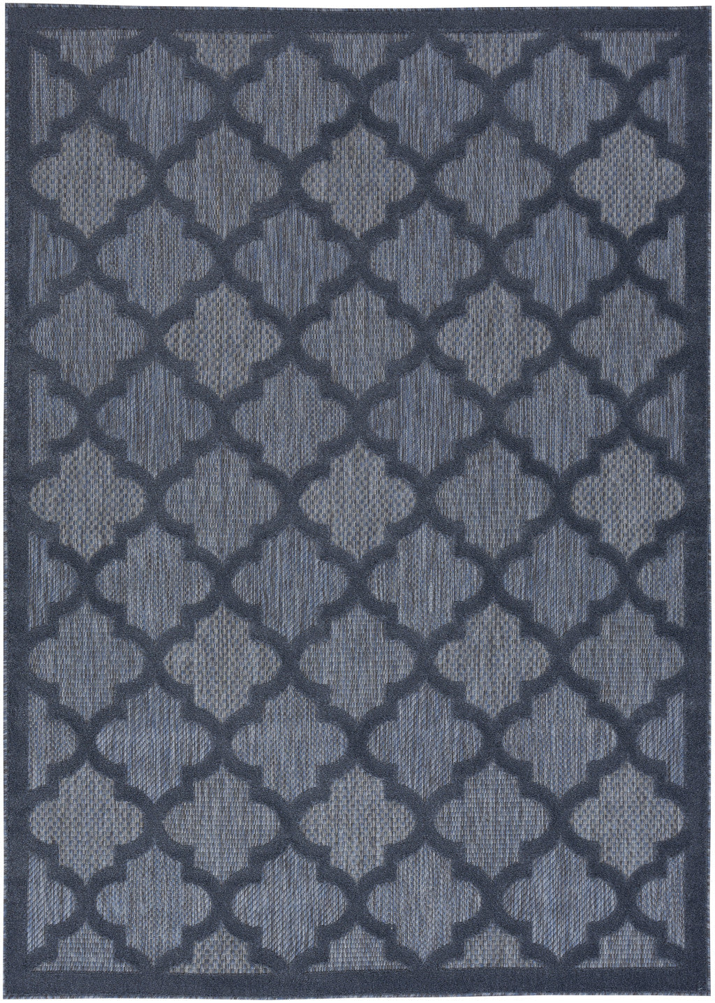 6' X 9' Navy Blue Geometric Flatweave Area Rug