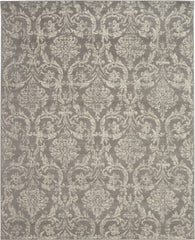 8' X 10' Gray Damask Power Loom Area Rug