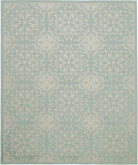 8' X 10' Aqua Floral Power Loom Area Rug