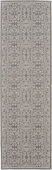 7' Gray Floral Power Loom Runner Rug