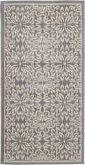 2' X 4' Gray Floral Power Loom Area Rug