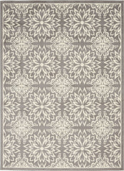 5' X 7' Gray Floral Power Loom Area Rug