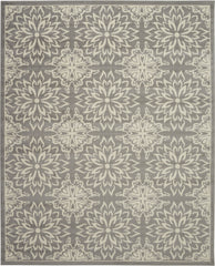 8' X 10' Gray Floral Power Loom Area Rug