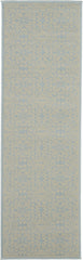 7' Light Blue Floral Power Loom Runner Rug