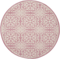 5' Pink Round Floral Power Loom Area Rug