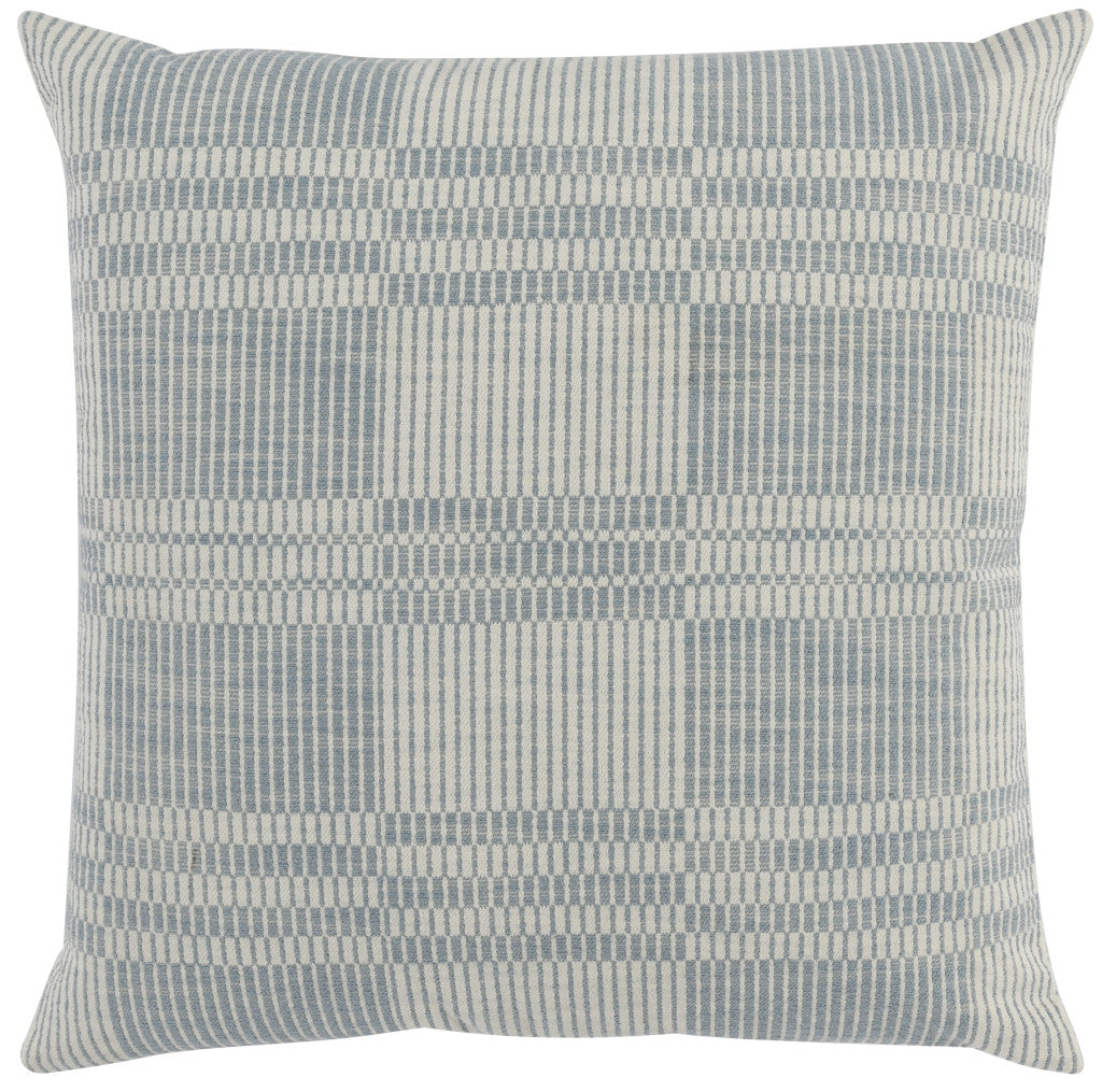 22" X 22" Blue 100% Cotton Plaid Zippered Pillow