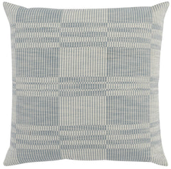 22" X 22" Blue 100% Cotton Plaid Zippered Pillow