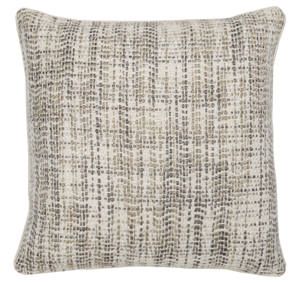 22" X 22" Taupe Linen, Viscose Plaid Zippered Pillow