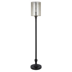 68" Black Torchiere Floor Lamp With Clear Transparent Glass Drum Shade