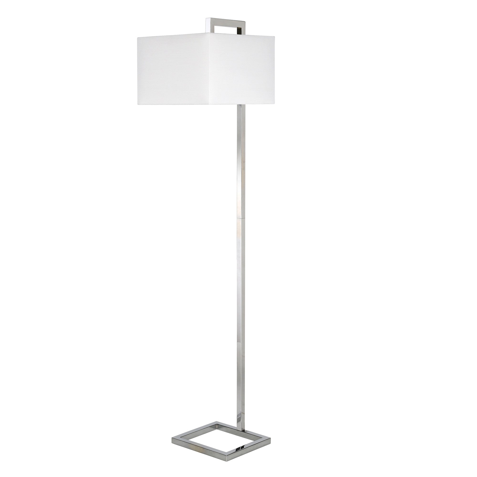 68" Nickel Traditional Shaped Floor Lamp With White Frosted Glass Rectangular Shade