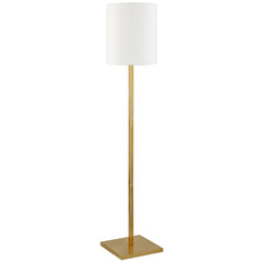 62" Brass Traditional Shaped Floor Lamp With White Frosted Glass Drum Shade