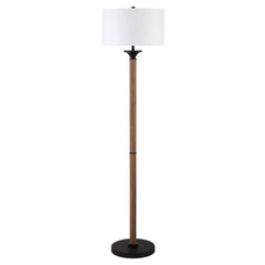 66" Black Traditional Shaped Floor Lamp With White Drum Shade