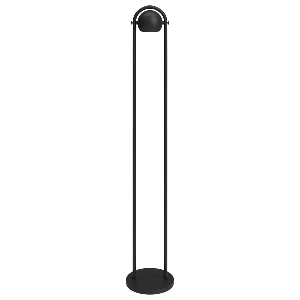 64" Black Column Floor Lamp With Black Globe Shade