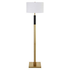 62" Black Traditional Shaped Floor Lamp With White Frosted Glass Drum Shade