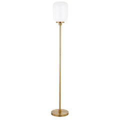 69" Brass Novelty Floor Lamp With White Frosted Glass Globe Shade