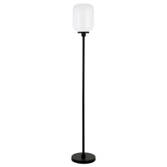 69" Black Novelty Floor Lamp With White Frosted Glass Globe Shade