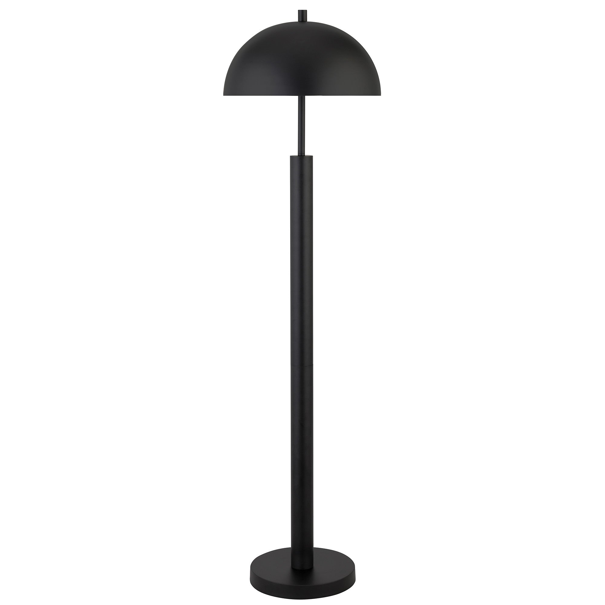 58" Black Traditional Shaped Floor Lamp With Black Dome Shade