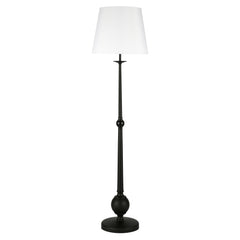 68" Black Traditional Shaped Floor Lamp With White Frosted Glass Drum Shade