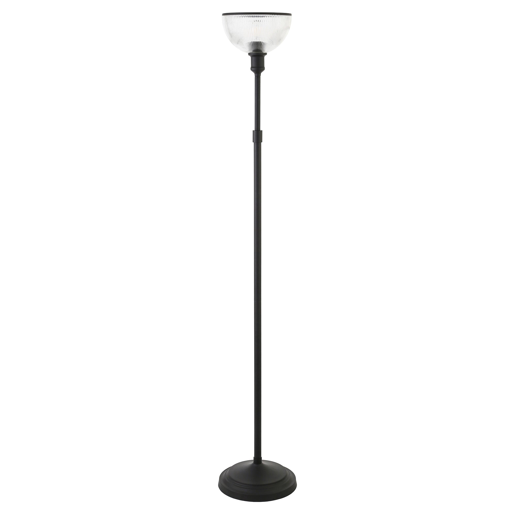 65" Black Novelty Floor Lamp With Clear Transparent Glass Dome Shade