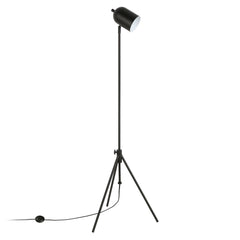 56" Black Tripod Floor Lamp With Black Dome Shade