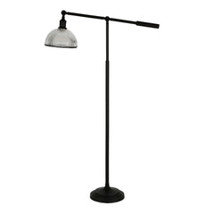 58" Black Swing Arm Floor Lamp With Clear Transparent Glass Dome Shade