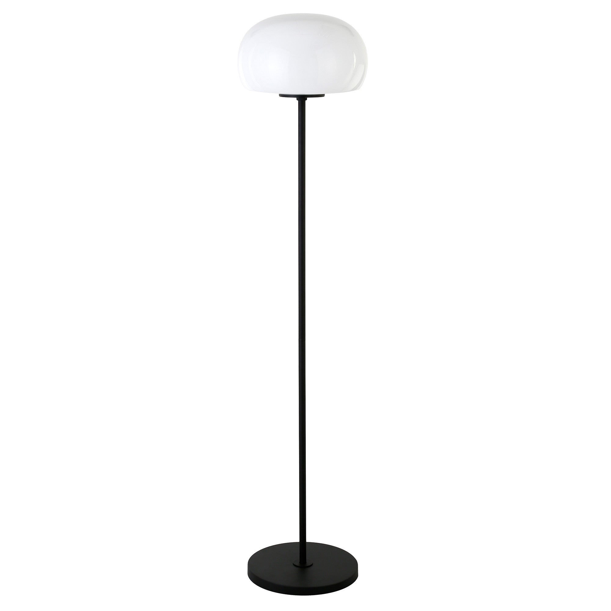 62" Black Novelty Floor Lamp With White Frosted Glass Globe Shade