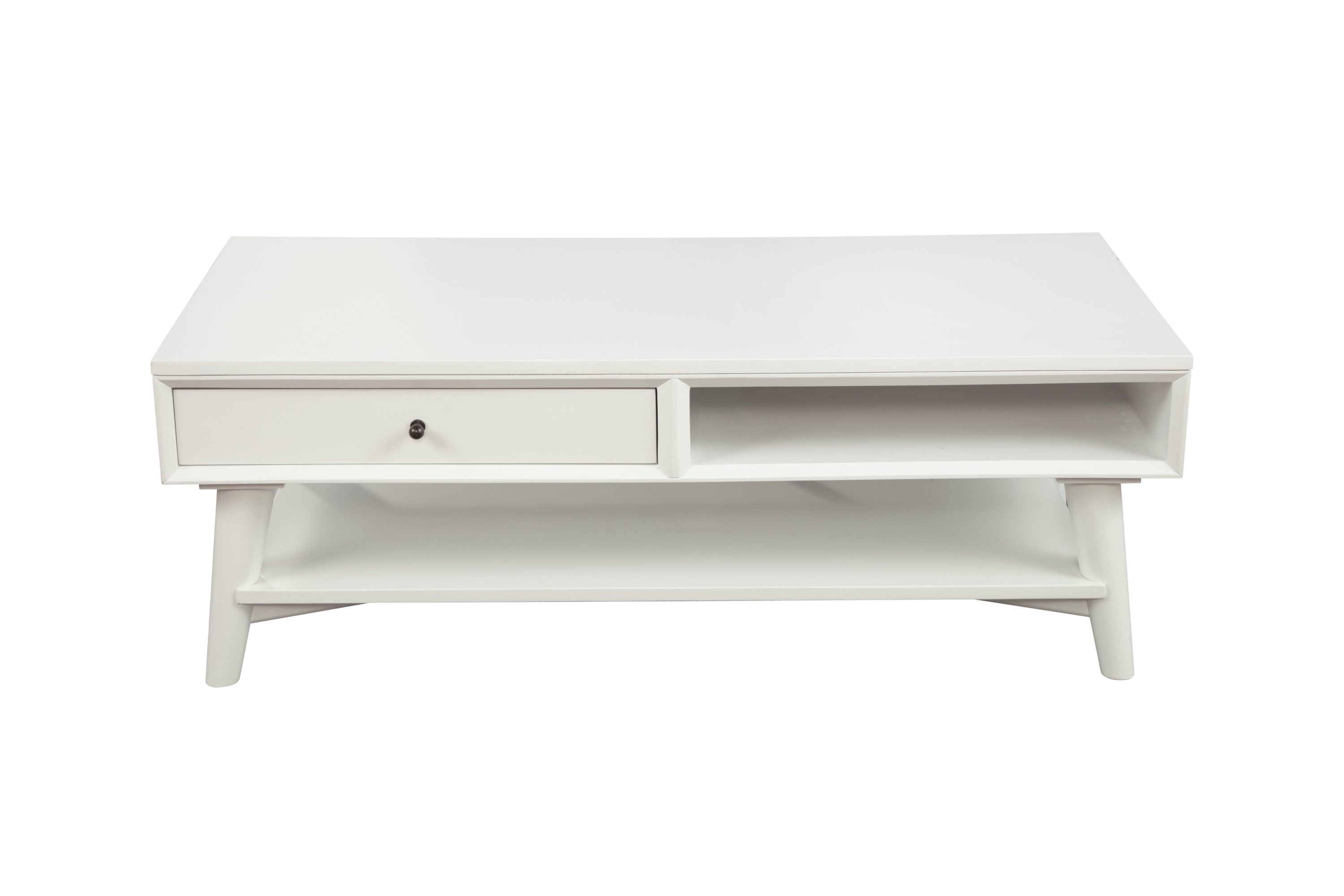 48" White Rectangular Coffee Table With Drawer